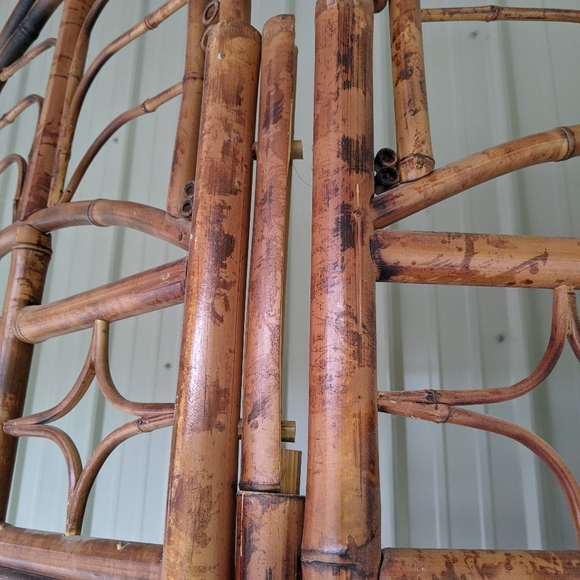 vtg 70s retro rattan bamboo screen room divider - Picture 5 of 9